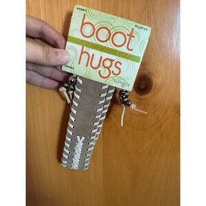 Boot Hugs by Bandals - Brown Band Beige Stitching - Adjustable Size